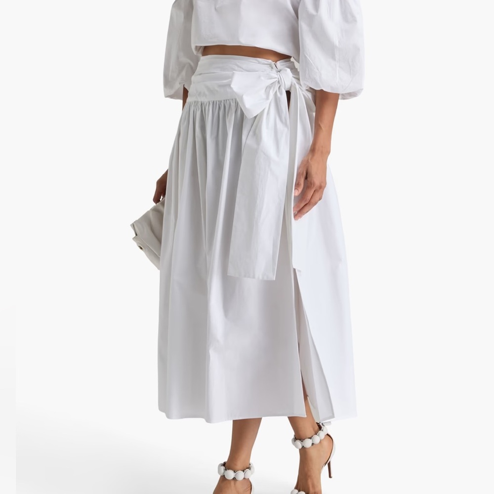 Magda Butrym White Tie-Waist Midi Skirt